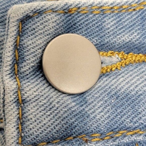 Zaful Butterfly Embroidered Jeans Size 38 Denim Destressed Blue Pockets 38x32 - Picture 9 of 10